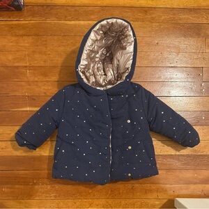 Stylish Navy Kids Puffer Jacket with Gold Dots - French Brand